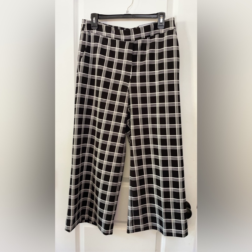 Worthington Black and White Plaid Wide Leg Pants